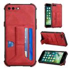 Dream PU+TPU Four-corner Shockproof Back Cover Case with Card Slots & Holder For iPhone 8 Plus / 7  Plus(Red) - 1