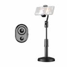 Desktop Stand Mobile Phone Tablet Live Broadcast Stand Telescopic Disc Stand, Style:Holder + Remote Control(Black) - 1