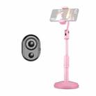 Desktop Stand Mobile Phone Tablet Live Broadcast Stand Telescopic Disc Stand, Style:Holder + Remote Control(Pink) - 1