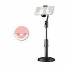 Desktop Stand Mobile Phone Tablet Live Broadcast Stand Telescopic Disc Stand, Style:Holder + Fill Light(Black) - 1