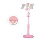 Desktop Stand Mobile Phone Tablet Live Broadcast Stand Telescopic Disc Stand, Style:Holder + Fill Light(Pink) - 1