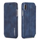 For iPhone X / XS Hon Ancient Series Leather Case with Card Slots & Holder & Wallet(Blue) - 1