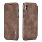 For iPhone X / XS Hon Ancient Series Leather Case with Card Slots & Holder & Wallet(Coffee) - 1