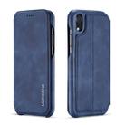 For iPhone XR Hon Ancient Series Leather Case with Card Slots & Holder & Wallet(Blue) - 1