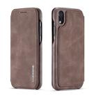 For iPhone XR Hon Ancient Series Leather Case with Card Slots & Holder & Wallet(Coffee) - 1