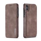 For iPhone XS Max Hon Ancient Series Leather Case with Card Slots & Holder & Wallet(Coffee) - 1