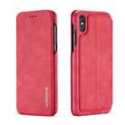 For iPhone XS Max Hon Ancient Series Leather Case with Card Slots & Holder & Wallet(Red) - 1