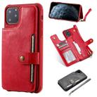 For iPhone 11 Pro Max Buckle Zipper Shockproof Protective Case with Holder & Card Slots & Wallet & Lanyard & Photos Frame(Red) - 1