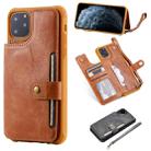For iPhone 11 Pro Max Buckle Zipper Shockproof Protective Case with Holder & Card Slots & Wallet & Lanyard & Photos Frame(Brown) - 1