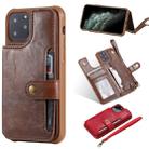 For iPhone 11 Pro Buckle Zipper Shockproof Protective Case with Holder & Card Slots & Wallet & Lanyard & Photos Frame(Coffee) - 1