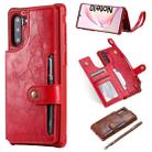 For  Galaxy Note 10 Buckle Zipper Shockproof Protective Case with Holder & Card Slots & Wallet & Lanyard & Photos Frame(Red) - 1