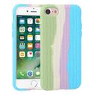 For iPhone SE 2022 / SE 2020 / 8 / 7 Herringbone Texture Silicone Protective Case(Rainbow Green) - 1