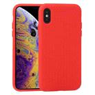 For iPhone X / XS Herringbone Texture Silicone Protective Case(Red) - 1