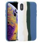 For iPhone X / XS Herringbone Texture Silicone Protective Case(Rainbow Blue) - 1