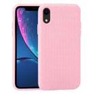 For iPhone XR Herringbone Texture Silicone Protective Case(Pink) - 1