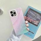 Marble Pattern Soft TPU Straight-Edge Protective Case For iPhone 13(Pink Green) - 1