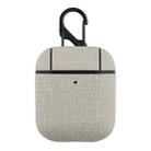 CP580 Casual Burlap Texture Anti-fall Wireless Earphone Protective Case with Hook For AirPods 1/2(Beige White) - 1
