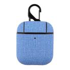 CP580 Casual Burlap Texture Anti-fall Wireless Earphone Protective Case with Hook For AirPods 1/2(Light Blue) - 1