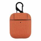 CP580 Casual Burlap Texture Anti-fall Wireless Earphone Protective Case with Hook For AirPods 1/2(Orange) - 1