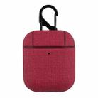 CP580 Casual Burlap Texture Anti-fall Wireless Earphone Protective Case with Hook For AirPods 1/2(Red) - 1