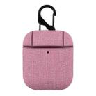 CP580 Casual Burlap Texture Anti-fall Wireless Earphone Protective Case with Hook For AirPods 1/2(Pink) - 1