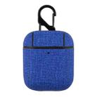 CP580 Casual Burlap Texture Anti-fall Wireless Earphone Protective Case with Hook For AirPods 1/2(Blue) - 1