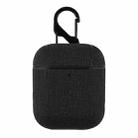 CP580 Casual Burlap Texture Anti-fall Wireless Earphone Protective Case with Hook For AirPods 1/2(Black) - 1