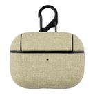 CP580 Casual Burlap Texture Anti-fall Wireless Earphone Protective Case with Hook For AirPods Pro(Beige White) - 1