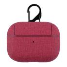 CP580 Casual Burlap Texture Anti-fall Wireless Earphone Protective Case with Hook For AirPods Pro(Red) - 1
