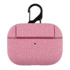 CP580 Casual Burlap Texture Anti-fall Wireless Earphone Protective Case with Hook For AirPods Pro(Pink) - 1