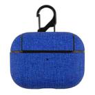 CP580 Casual Burlap Texture Anti-fall Wireless Earphone Protective Case with Hook For AirPods Pro(Blue) - 1
