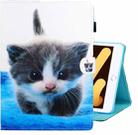 For iPad mini 5 / 4 / 3 / 2 / 1 Colored Drawing Horizontal Flip PU Leather Case with Holder & Card Slot & Sleep / Wake-up Function(Blue White cat) - 1
