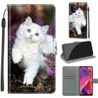 Voltage Coloured Drawing Magnetic Clasp Horizontal Flip PU Leather Case with Holder & Card Slots For OPPO A93 5G / A93s 5G / A54 5G / A74 5G(C08 Flower Bush Big White Cat) - 1