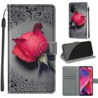 Voltage Coloured Drawing Magnetic Clasp Horizontal Flip PU Leather Case with Holder & Card Slots For OPPO A93 5G / A93s 5G / A54 5G / A74 5G(C14 Black Water Drop Rose) - 1