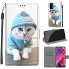 Voltage Coloured Drawing Magnetic Clasp Horizontal Flip PU Leather Case with Holder & Card Slots For OPPO A93 5G / A93s 5G / A54 5G / A74 5G(C15 Blue Sweater White Cat) - 1