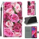 Voltage Coloured Drawing Magnetic Clasp Horizontal Flip PU Leather Case with Holder & Card Slots For OPPO A93 5G / A93s 5G / A54 5G / A74 5G(C17 Green Leaf Pink Rose) - 1