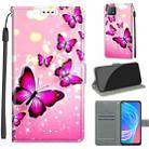 Voltage Coloured Drawing Magnetic Clasp Horizontal Flip PU Leather Case with Holder & Card Slots For OPPO A72 5G / A73 5G / A53 5G(C03 Gradient Pink Flying Butterflies) - 1