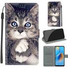 Voltage Coloured Drawing Magnetic Clasp Horizontal Flip PU Leather Case with Holder & Card Slots For OPPO F19 / A74 4G(C02 Fork Hand White Claw Cat) - 1