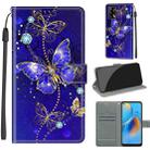 Voltage Coloured Drawing Magnetic Clasp Horizontal Flip PU Leather Case with Holder & Card Slots For OPPO F19 / A74 4G(C11 Blue Golden Chain Butterflies) - 1