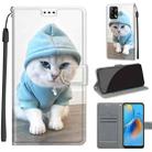 Voltage Coloured Drawing Magnetic Clasp Horizontal Flip PU Leather Case with Holder & Card Slots For OPPO F19 / A74 4G(C15 Blue Sweater White Cat) - 1