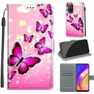 Voltage Coloured Drawing Magnetic Clasp Horizontal Flip PU Leather Case with Holder & Card Slots For OPPO A94 5G / A95 5G / F19 Pro+ 5G(C03 Gradient Pink Flying Butterflies) - 1