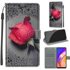 Voltage Coloured Drawing Magnetic Clasp Horizontal Flip PU Leather Case with Holder & Card Slots For OPPO A94 5G / A95 5G / F19 Pro+ 5G(C14 Black Water Drop Rose) - 1