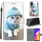 Voltage Coloured Drawing Magnetic Clasp Horizontal Flip PU Leather Case with Holder & Card Slots For OPPO A94 5G / A95 5G / F19 Pro+ 5G(C15 Blue Sweater White Cat) - 1