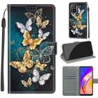 Voltage Coloured Drawing Magnetic Clasp Horizontal Flip PU Leather Case with Holder & Card Slots For OPPO A94 5G / A95 5G / F19 Pro+ 5G(C20 Gold Silver Flying Butterflies) - 1