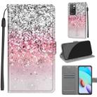 Voltage Coloured Drawing Magnetic Clasp Horizontal Flip PU Leather Case with Holder & Card Slots For Xiaomi Redmi 10(C13 Silver Pink Glitter) - 1