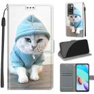 Voltage Coloured Drawing Magnetic Clasp Horizontal Flip PU Leather Case with Holder & Card Slots For Xiaomi Redmi 10(C15 Blue Sweater White Cat) - 1