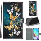 Voltage Coloured Drawing Magnetic Clasp Horizontal Flip PU Leather Case with Holder & Card Slots For Xiaomi Redmi 10(C20 Gold Silver Flying Butterflies) - 1