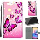 Voltage Coloured Drawing Magnetic Clasp Horizontal Flip PU Leather Case with Holder & Card Slots For Xiaomi Redmi Note 10 5G(C03 Gradient Pink Flying Butterflies) - 1