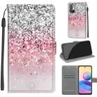 Voltage Coloured Drawing Magnetic Clasp Horizontal Flip PU Leather Case with Holder & Card Slots For Xiaomi Redmi Note 10 5G(C13 Silver Pink Glitter) - 1