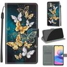 Voltage Coloured Drawing Magnetic Clasp Horizontal Flip PU Leather Case with Holder & Card Slots For Xiaomi Redmi Note 10 5G(C20 Gold Silver Flying Butterflies) - 1